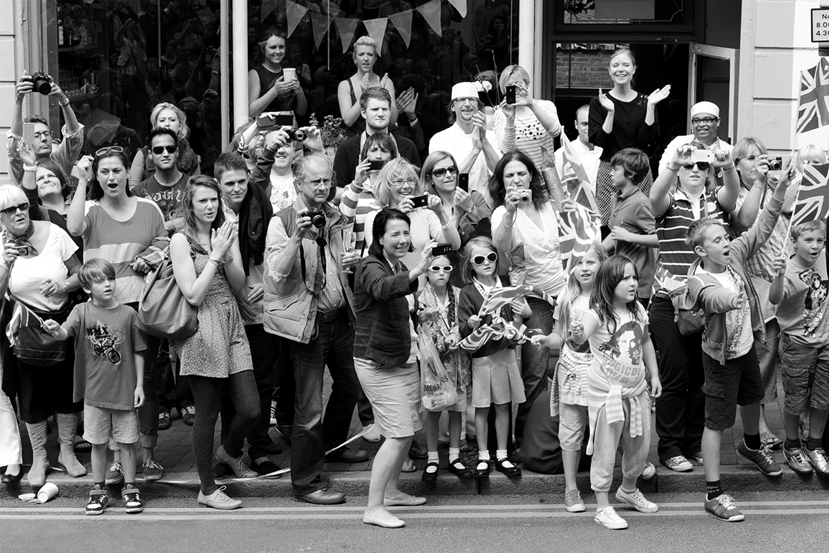 The Olympic Torch procession, Tunbridge Wells, Kent, England, 2012. Photograph by David Rowley