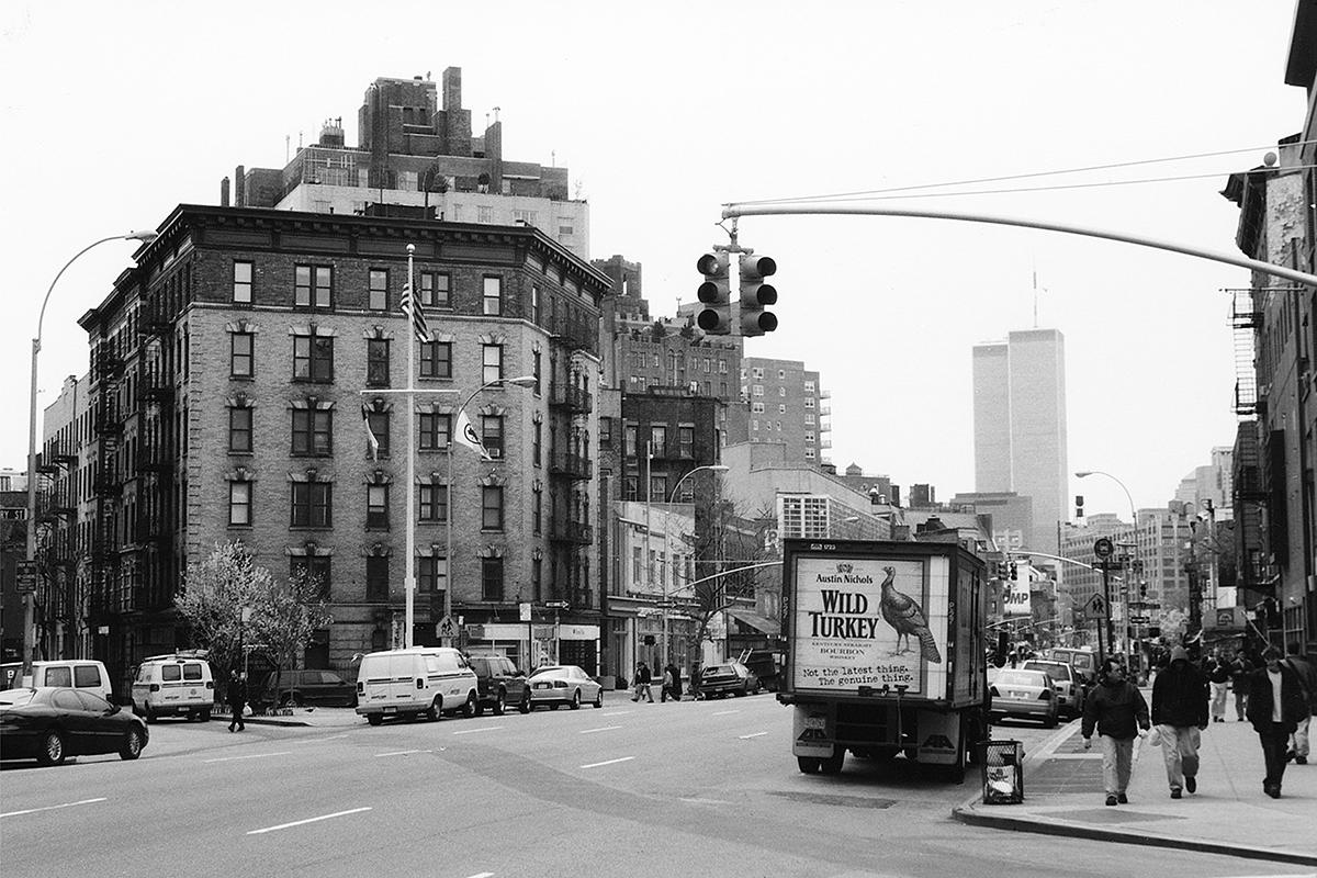 The Twin Towers from Greenwich Village, Manhattan, April 2001.